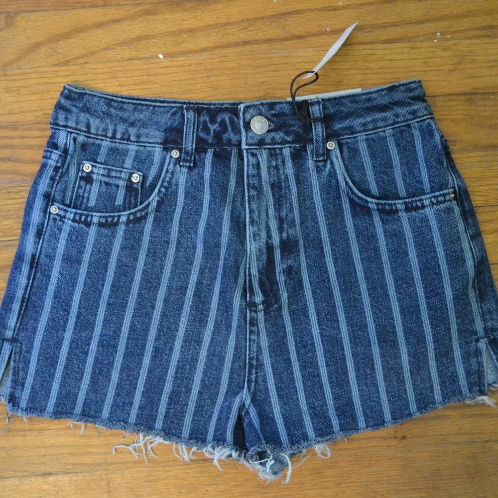 Striped Denim Shorts